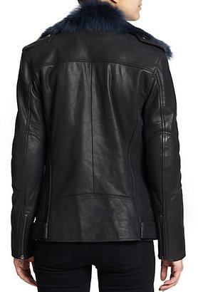 BLK DNM Fur-Trimmed Leather Jacket
