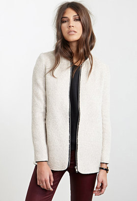 Forever 21 Collarless Zip-Front Jacket
