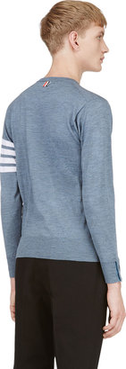 Thom Browne Heather Blue Racer Stripe Sweater