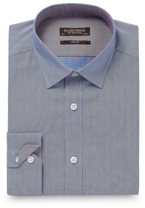 The DUFFER of ST. GEORGE St George by Big and tall blue slim fit fine striped shirt