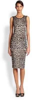 Pink Tartan Leopard-Print Jersey Dress