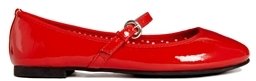 London Rebel Mary Jane Patent Flat Shoes - Red patent