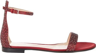 Gianvito Rossi Crystal-Embellished Ankle-Strap Sandals-Red