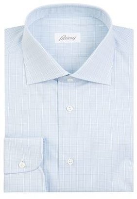 Brioni Spread Collar Check Shirt