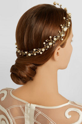 Erickson Beamon Stratosphere gold-plated, Swarovski crystal and faux pearl headpiece