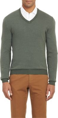 Zanone Thermal-Stitch V-neck Pullover Sweater