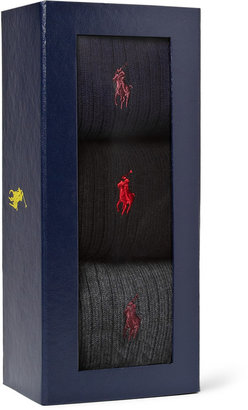Polo Ralph Lauren Boxed Three-Pack Ribbed Cotton-Blend Socks