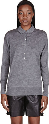 Burberry Heather Grey Wool Polo Shirt
