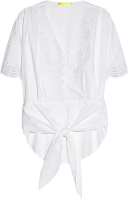 Catherine Malandrino Tie-front cotton-blend poplin blouse