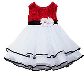 Rare Editions Girls' 2T-4T Soutache Bodice With White Mesh Skirt