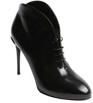 Gucci black patent leather lace up ankle boots