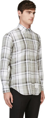 Thom Browne Grey & Green Plaid Shirt