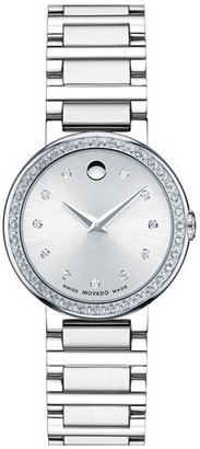 Movado 'Concerto' Diamond Bezel Bracelet Watch, 27mm
