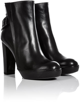Hogan Leather Ankle Boots with Back Buckle