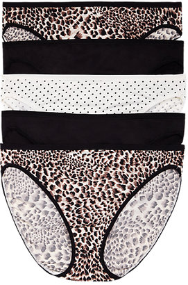 VPL M&s Collection 5 Pack No Microfibre Printed High Leg Knickers