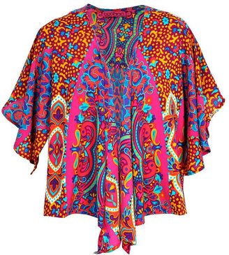 boohoo Ebony Bright Paisley Print Boxy Woven Kimono