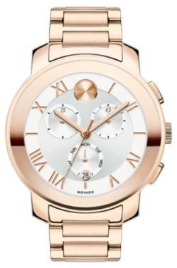 Movado Bold Luxe Rose Goldtone IP Stainless Steel Chronograph Bracelet Watch