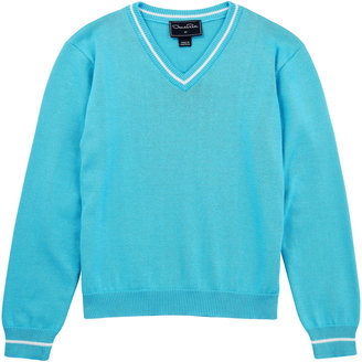 Oscar de la Renta V-necked cotton knit sweater
