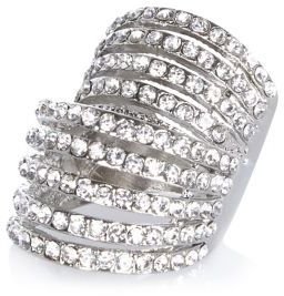 River Island Silver tone crystal encrusted ring