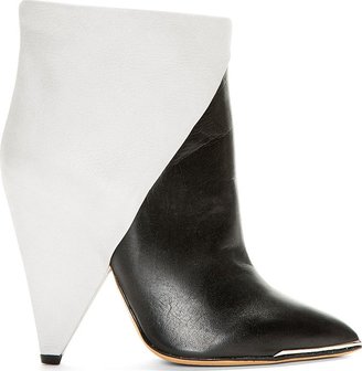 IRO Black & Grey Leather Cone Heel Ankle Boots