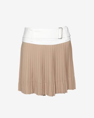 A.L.C. Contrast Belted Pleated Mini Skirt