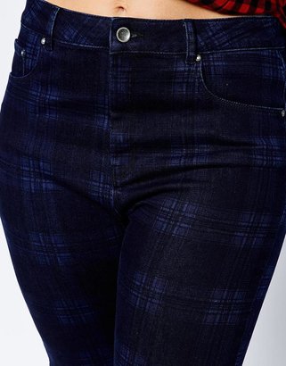ASOS CURVE Ridley Ankle Grazer Jeans In Tartan Print