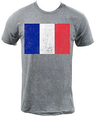American Apparel Flag of France - Athletic Grey Distressed Flag Print T-Shirt