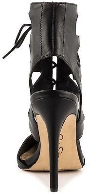 Jessica Simpson CECERRE BLACK LEATHER POINTED TOE LACEUP ANKLEWRAP dainty cutout