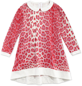 Roberto Cavalli Stretch-Knit Leopard-Print Shift Dress, Red/White, Sizes 7-10