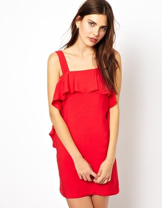 Paisie Shift Dress With Ruffle Panel