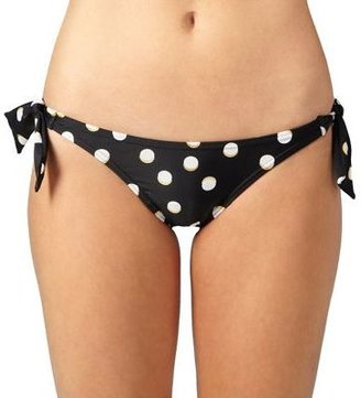 Beach Collection Black polka dot tie side bikini bottoms