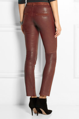 Isabel Marant Dana suede-trimmed stretch-leather skinny pants