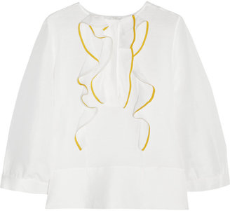 Chloé Ruffled linen and silk-blend top