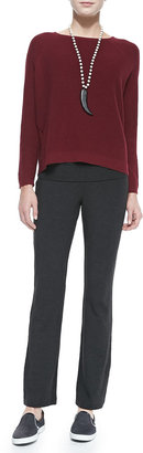 Eileen Fisher Thermal-Stitch Long-Sleeve Box Top, Petite