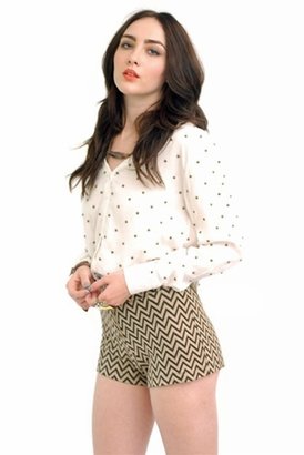 American Gold Heart of Gold Studded Blouse in White