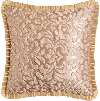 Isabella Collection Puckered Damask Pillow with Pleated Trim, 20"Sq.