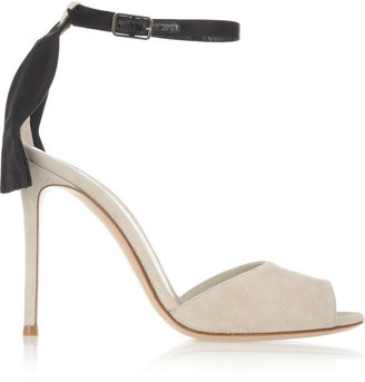 Gianvito Rossi Satin-embellished suede sandals