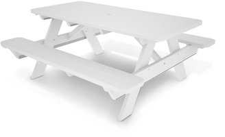 Polywood Lou 72 Picnic Table, White