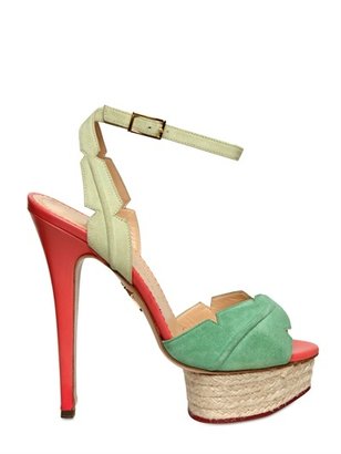 Charlotte Olympia 150mm Leather & Suede Leaf Sandals