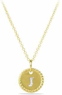 David Yurman Initial Pendant with Diamonds in Gold on Chain