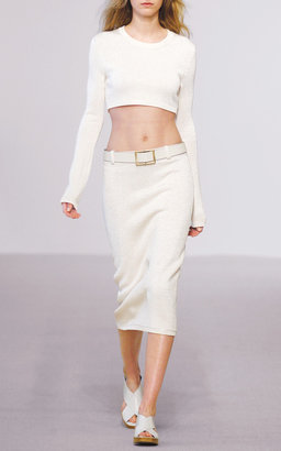 Calvin Klein Collection Ivory Viscose Long Sleeve Top