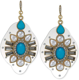 Carolee Gold-Tone Blue Stone Oversized Drop Earrings
