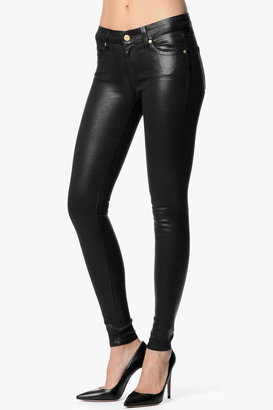 7 For All Mankind The Skinny In High Shine Leather-Like Black