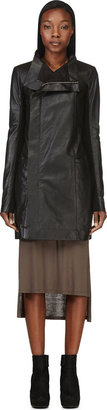 Rick Owens Black Leather Zipped Eileen Coat