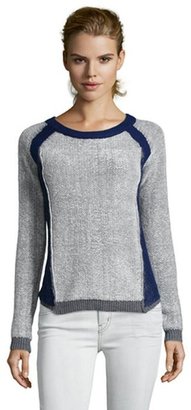 Fred and Sibel blue and grey knit colorblock crewneck sweater