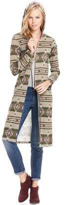It's Our Time Juniors' Hooded Tribal Duster Cardigan