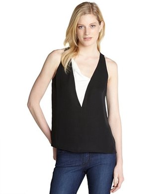 A.L.C. black and white silk 'Sigrid' colorblock sleeveless top