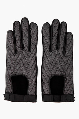 Rag and Bone 3856 RAG & BONE Black Chevron Quilted Driving Gloves