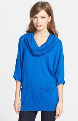 Chaus Cowl Neck Two-Pocket Tunic Sweater