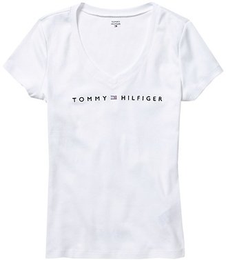 Tommy Hilfiger Women's Signature Short Sleeve V-Neck Tee